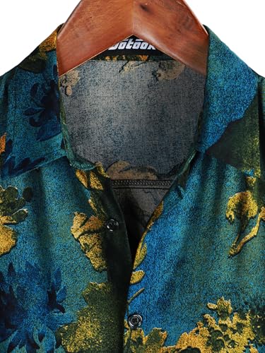 Image of JOTOOK Mens Hawaiian Shirt Short Sleeve Button Down Tropical Shirts Casual Floral Summer Beach Shirt
