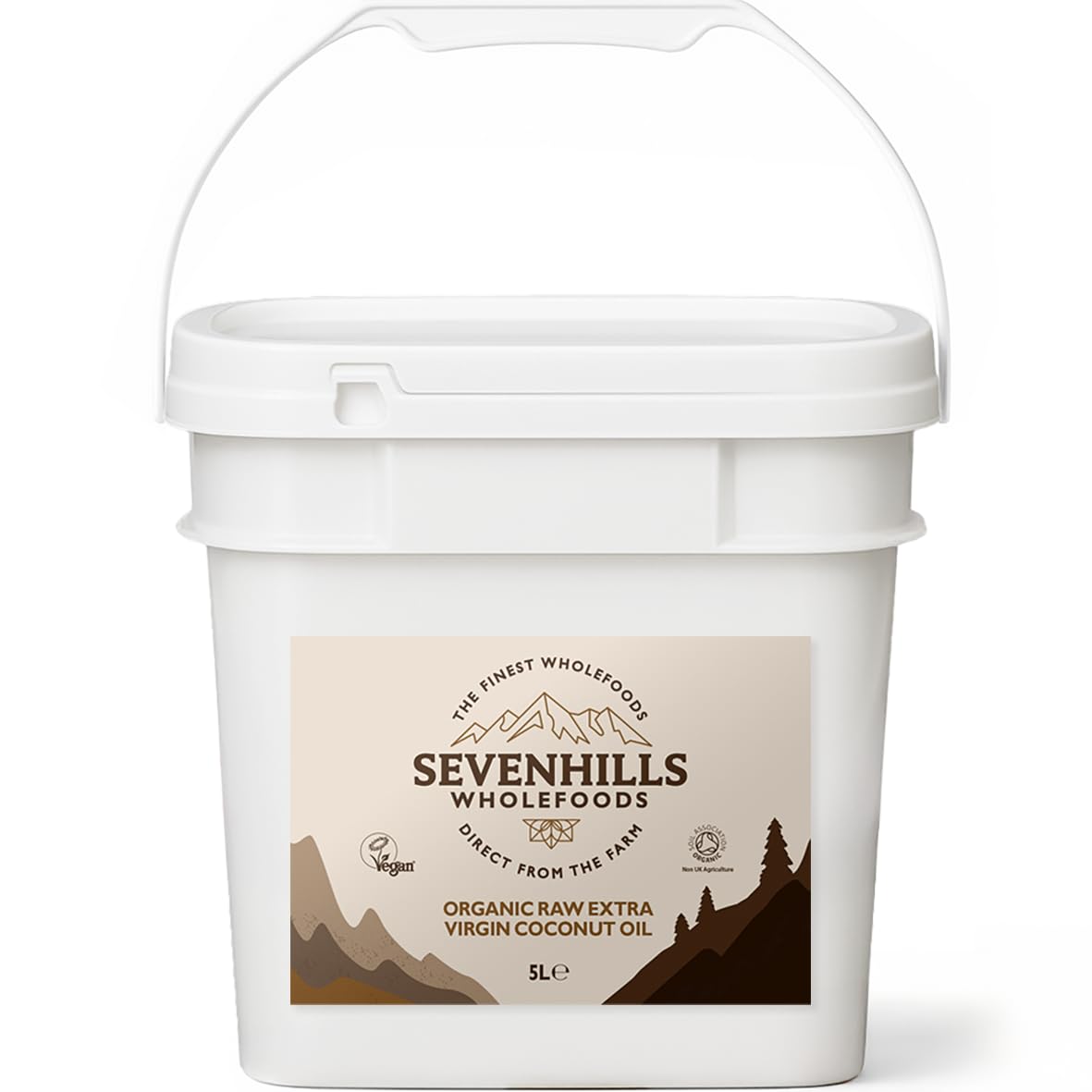 Sevenhills Wholefoods Kokosöl Bio 5L, Extra Vergine, Nativ, Roh, Kaltgepresst, zum Kochen & Backen, für Haut & Haare