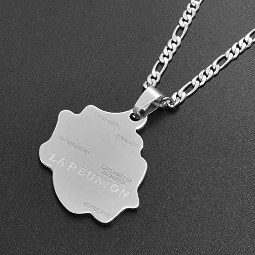 Aveanit Couleur Or/Couleur Argent Carte de Pendentif Colliers Femmes/Hommes Cartes de l'île Bijoux Fête des pères Fête des mères Jour de Mariage Cadeau d'anniversaire de Noël Cover