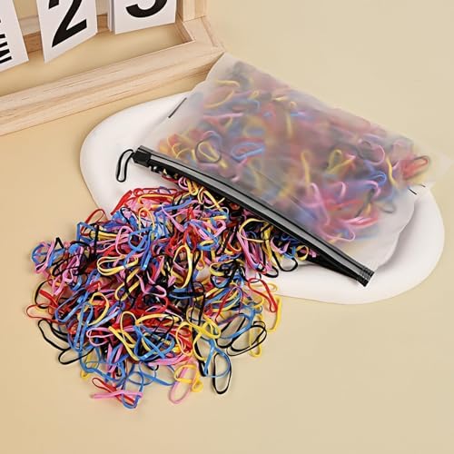 1000-PACK High-Elasticity Hair Ties & Rubber Bands Bulk Set, Gentle No-Slip Ponytail Holders for Women, Elastic Hair Bands for Daily Use, Workout, Gym, Colorful