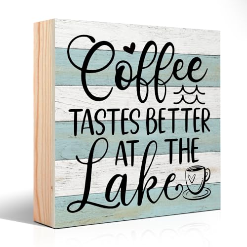 PUVOXHO Coffee Tastes Better at The Lake Wooden Sign Desk