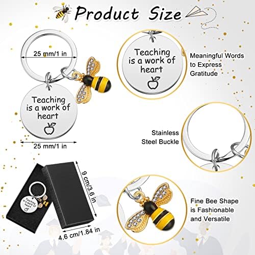MTLEE 9 Pcs Bee Keychain Teacher Appreciation Gifts for