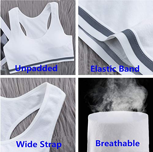 Girls Cami Racerback Sports Training Bra 8-10 10-12 Unpadded 4 Pack3