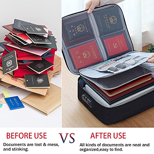 Image of Multi-function Document Organizer,Safe File Storage Bag with Lock,Portable Home Office Travel File Folder for Certificates,Laptop,Bank Cards,Passport,Contracts,Cards (Black)