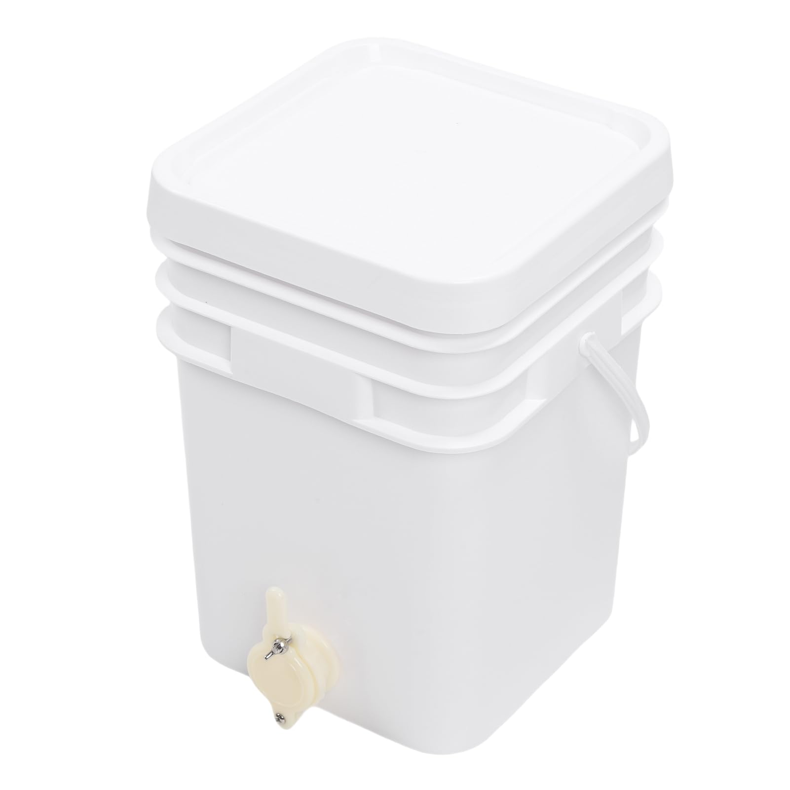Pssopp 20-litrowe Wiadro na Miód Kwadratowy Pojemnik na Miód HDPE z pokrywką i bramką 39x27x27cm do Pszczelarstwa Przydomowego i Pasieki Zbieranie Miodu i Karmienie pszczół