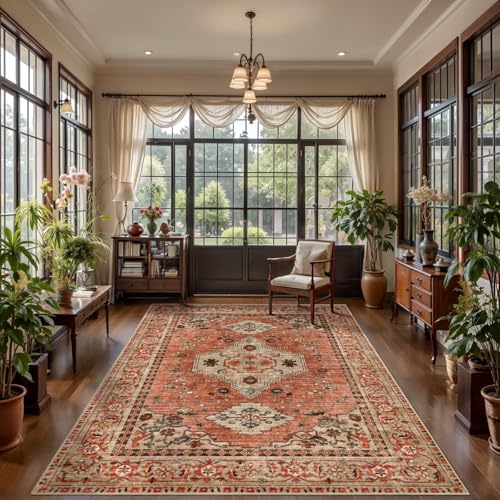 Image of Tangsoo Boho 10x12 Area Rug for Living Room, Washable Non Slip Large Rug
