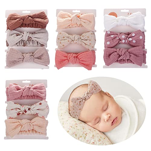 4PCS Baby Girls Headbands, Elastic Soft Baby Hairbands with Bows, Infant Headbands for Baby Girl Hair Accessories