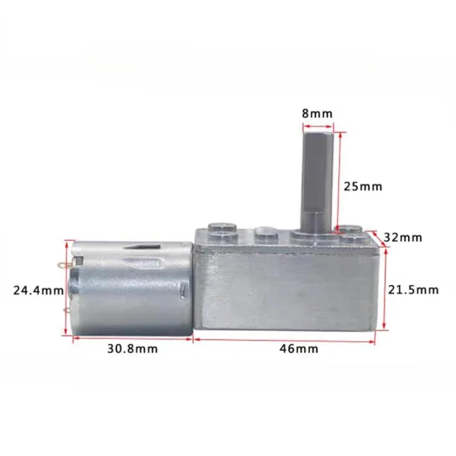 JGY370 DC Worm Gear Motor, 8MM D7 Output Shaft, High Torque Low RPM Electric Motor, 1.5-25kg.cm Torque, Permanent Magnet Brush Type (150 RPM 12V)