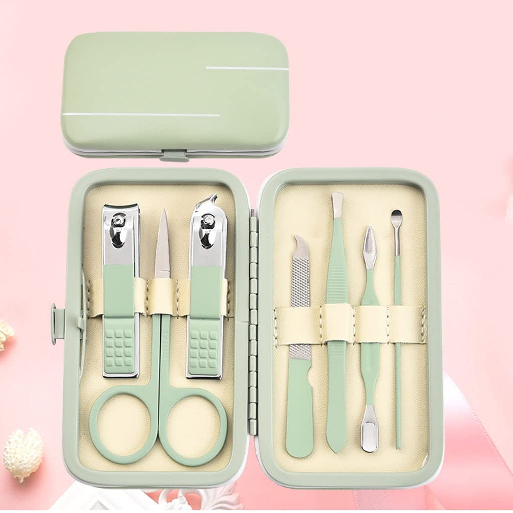Set de Cuidado de uñas de 7 Piezas, Personal y portátil con Lima incorporada, Ideal para Hombres y Mujeres. Manicura en casa o de Viaje.