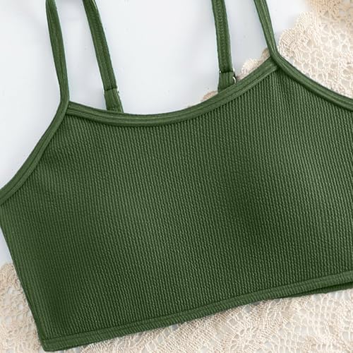 Girls Bathing Suit Casual Solid Color Adjustable Straps Bikini Sets Two Piece Ribbed Swimsuit Summer Beach Swimwear4