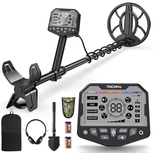 OneAmg Metalldetektor Profi, Metal Detector für Erwachsene & Kinder mit Pinpoint Metalldetektoren, 5 Modi IP68 Wasserdicht Suchspule Gold Detektor Set mit Kopfhörer, Digger Schaufel & Rucksäcke OneAmg Metalldetektor Profi, Metal Detector für Erwachsene & Kinder mit Pinpoint Metalldetektoren, 5 Modi IP68 Wasserdicht Suchspule Gold Detektor Set mit Kopfhörer, Digger Schaufel & Rucksäcke