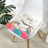 champracer Quadratische Stuhlkissen Kinder,Sitzkissen Kinder,Sitzkissen Schule Babys, für Home Office Auto Kinderschule (Springendes Einhorn, 30cm*30cm)