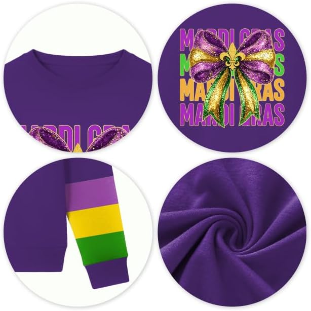 Mardi Shirts for Kids: Boys Girls Mardi Long Sleeve T-Shirt Fat Tuesday Carnival Outfits 5-14 Years - Image 6