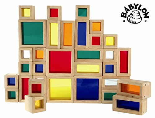 Preisvergleich Produktbild Fensterbausteine Holz Bauklötze Bausteine 32er Set in Holzbox