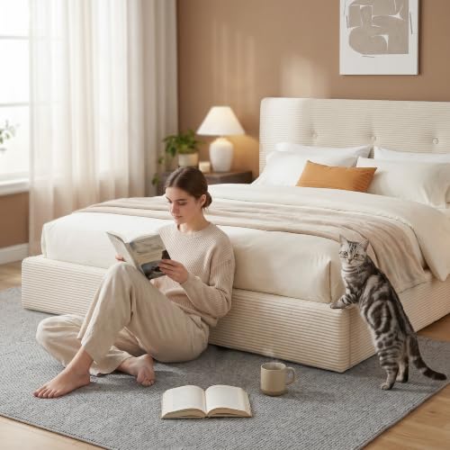 Image of EnHomee Cloud Bed Frame Full Size with Adjustable Headboard