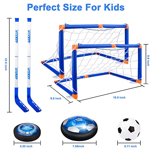 Nazano 3-In-1 Hover Hockey Soccer Ball Kids Toys Set, Led Lights Floating Air Football, Indoor Outdoor Sport Toys For Kids, Christmas Birthday Gifts For Boys Girls Aged 3 4 5 6 7 8-12 #TOP4