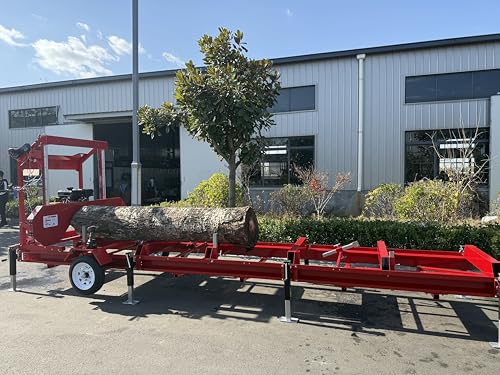 VUMALL Portable Gas Sawmill with Trailer Hitch