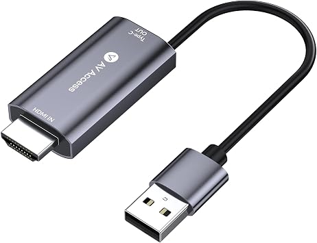 AV Access HDMI to USB C Adapter, 4K@60Hz Data Converter, USB-A Power & Data Support, for HDMI Laptops to USB C Displays & Touch Monitors