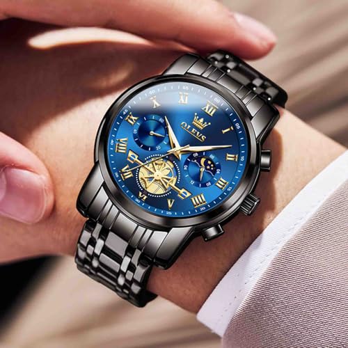 Image of OLEVS Men's Analog Watch Multi Color Business Stainless Steel Waterproof Luminous Quartz Watch Luxury Leisure Date Simulation Original Bowl Watch