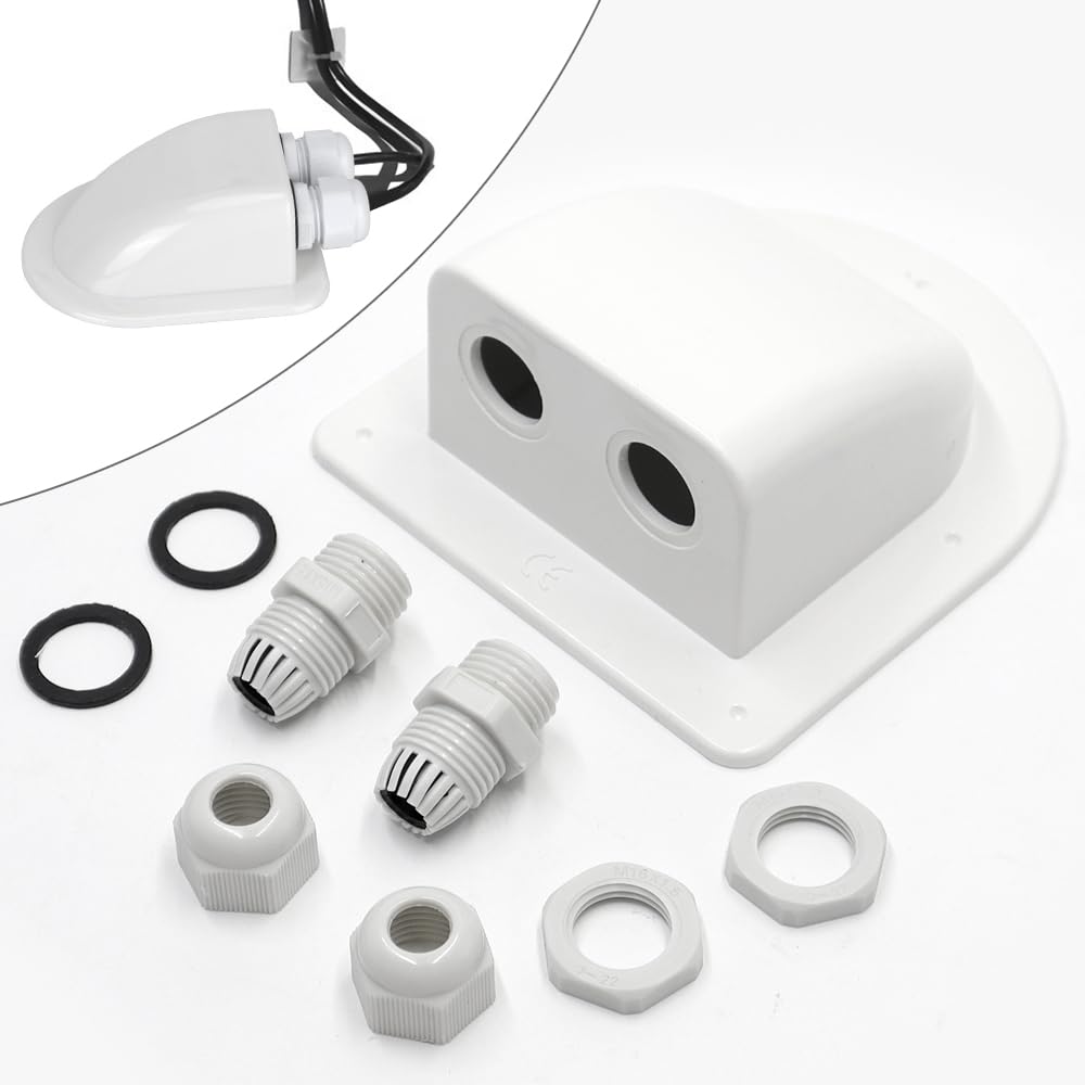 Pezzi Passacavo Solare Impermeabile IP68 Pressacavo Cavo Bianco ABS Doppio Entrata per Camper Pannello Solare