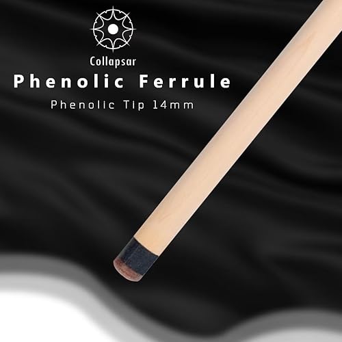 Miniatura 5 de Collapsar Heavy Hitter - Taco de salto de salto de 25 onzas, 3 piezas, punta fenólica de 0.551 in, palo de billar de 25 onzas Mate negro,naranja