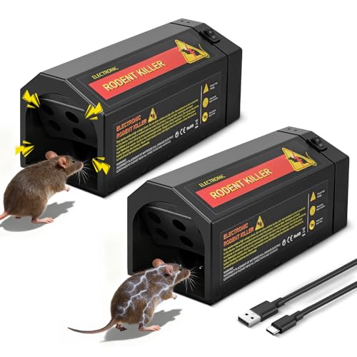 2*Elektrische Mausefalle 7000V,Mit Led & Piepton,Hygienisch Ohne Kontakt