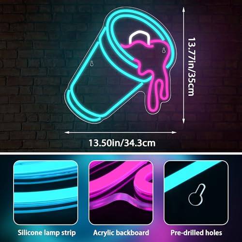 Image of Double Cups Neon Sign Lean Neon Sign for Wall Decor Purple Drink Neon light for Man Cave Bar Party Hip Hop Home Wall Decor Gift