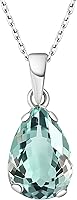 Vista 19 de 925 Sterling Silver Gemstone Necklace - Gemstone Teardrop Necklace - Birthstone Necklace for Women Silver - Pear Gemstone Pendant - Silver Jewelry