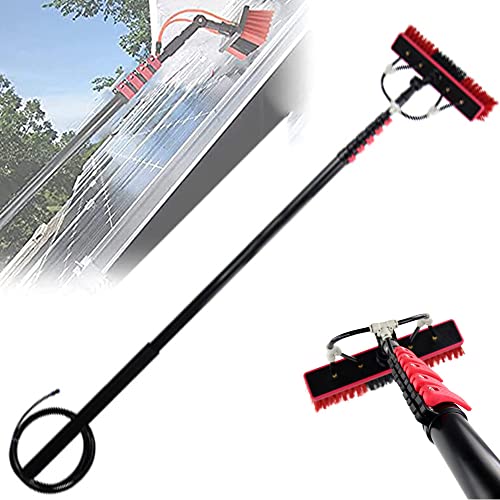 Kit de Poste Alimentado por Agua, Poste de Limpieza Solar y de Ventanas con Cepillo telescópico Alimentado por Agua/Cepillo Sistema de Limpieza de Ventanas y Paneles solares Herramienta de l