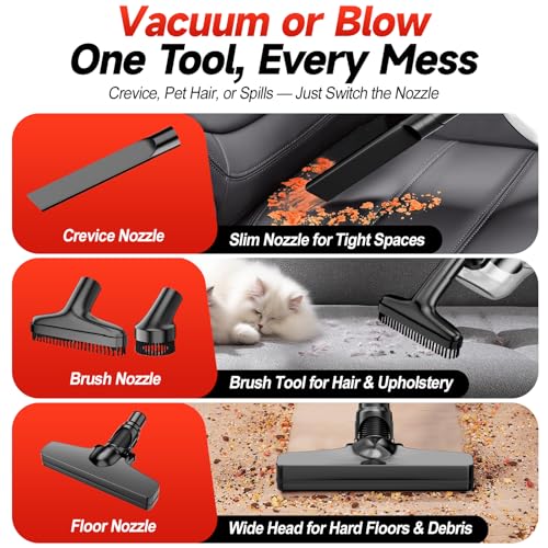 Image of Cordless Handheld Vacuum Cleaner Compatible with Milwaukee 18V Battery | (Tool Only, No Battery), 16000Pa Portable Vacuum with 2 HEPA Filters & 4 Attachments for Car, Home, Garage Cleaning