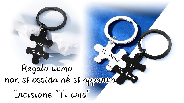 2 Portachiavi Puzzle Reh In Acciaio Inossidabile – Regalo Di Coppia E Amicizia Per San Valentino - 3