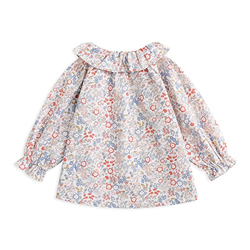 Image of Curipeer Toddler Girls Long Sleeve Shirt, Smocked Blouse, 6M-6Years | Floral Tops, Soft Lightweight Cotton, Spring and Fall Casual Wear, Little and Baby Girl