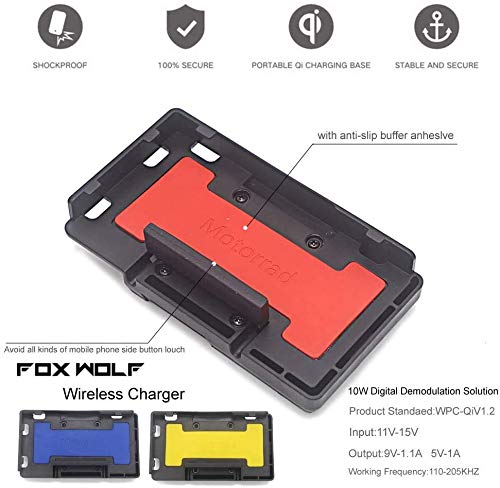 R&P Soporte de navegación del Cargador inalámbrico de la Motocicleta Carga rápida para BMW R1200GS R1250GS S1000XR F800GS F750GS Soporte de GPS (Rojo) 