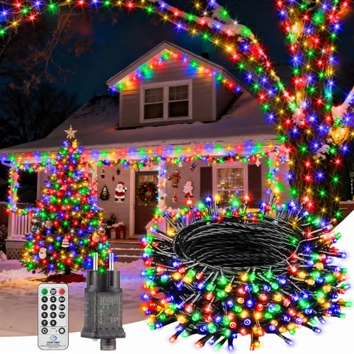LED Lichterkette Außen Strom Bunt - 15M + 5M 150 LED Lichterketten Weihnachtsbaum Licht Innen Mit Timer/Stecker/Fernbedienung/8 Modi, Christmas Tree...