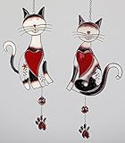 Abmessungen Katze ca. 24x13 Dekohänger Katze aus Tiffanyglas Fensterdeko Hängedeko Fensterbild Fensterschmuck