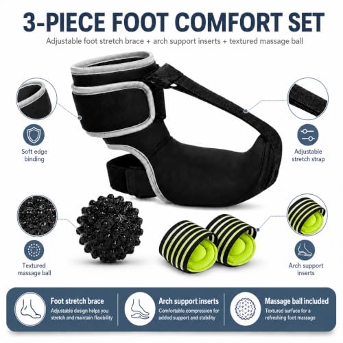 NIFFPD Plantar Fasciitis Night Splint Sock, Soft Adjustable Foot Sock with Arch Supports Massage Ball for Sleeping, Relief Heel Pain Achilles Tendonitis Foot Drop for Women Men — view 2