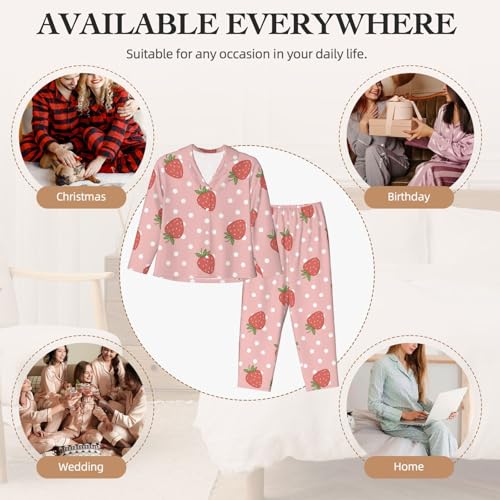 Image of Women'S Long Sleeve Pajama Set Soft Loungewear Button-Down Top & Elastic Waist Pants S- 2XL