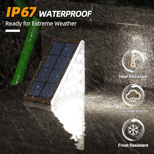 Image of NIORSUN Solar Stair Lights,Cool White Outdoor Step Lights IP67 Waterproof Auto On Off, Outdoor Stair Lights for Steps,Stair,Patio,Yard,Porch,Front Door,Sidewalk,Deck Decor(Brown, 6 Pack)