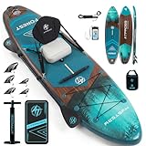 ATPROSS Tavola SUP Gonfiabile con Sedile Kayak e Accessori, 366x92cm Stand Up Paddle Extra Largo e Stabile, Portata 240kg, Canoa Gonfiabile 2 Posti per Yoga, Pesca e Surf