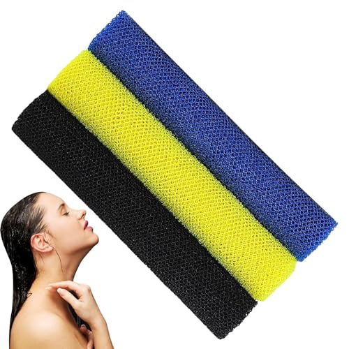 Esponja de baño africana, 3 unidades de ducha corporal, tela de malla exfoliante africana de alta elasticidad, diseño de malla para una piel más suave, uso diario