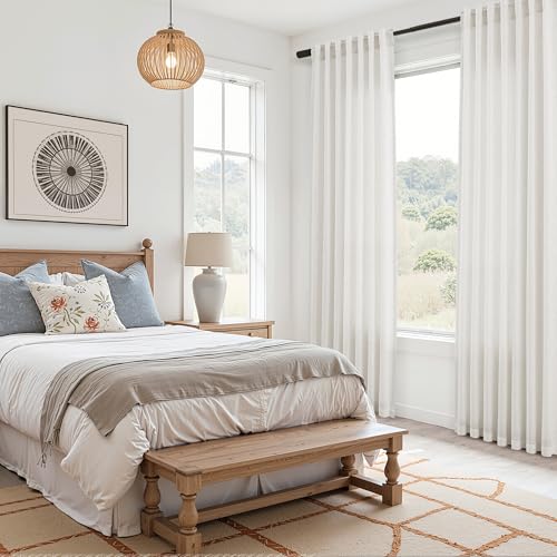 Image of Joywell Extra Long Linen Curtains 112 Inches for Living Room Natural Linen