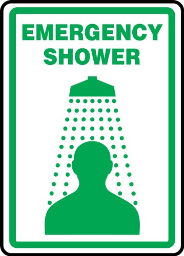 Panneau douche de sécurité 35x25cm en plastique rigide vert et blanc
