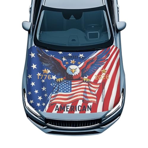 Image of 250th USA Proud Car Half Car Cover Sunshade Waterproof Portable Car Cloth Windshield Hood Universal for Cars All-Season Protection