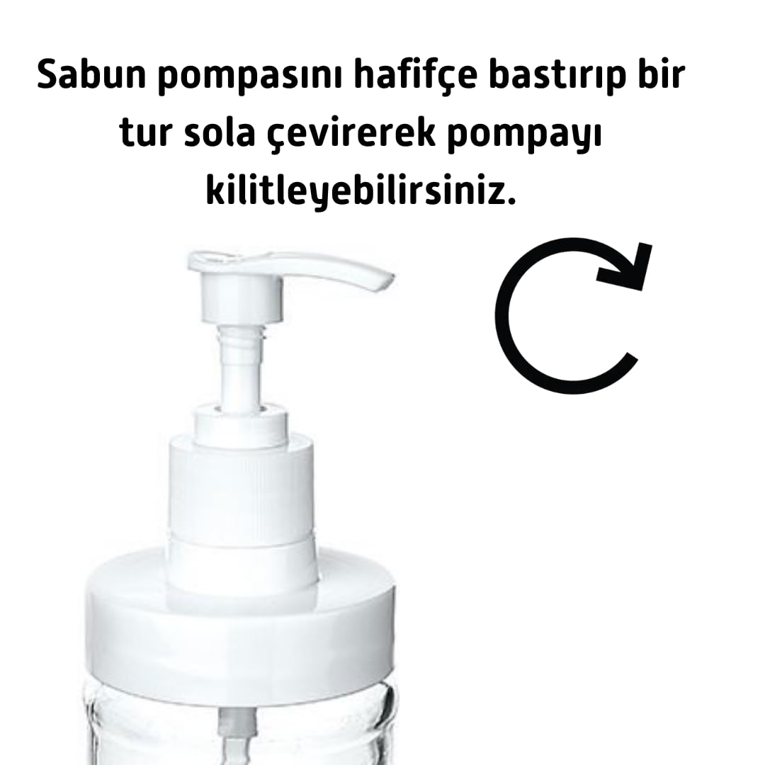 Cam Sıvı Sabunluk & Deterjanlık Kilitli Pompalı Sıvı Sabun Haznesi Banyo Sabunluğu Mutfak Deterjanlığı Deterjan Kutusu 320 ml (2)