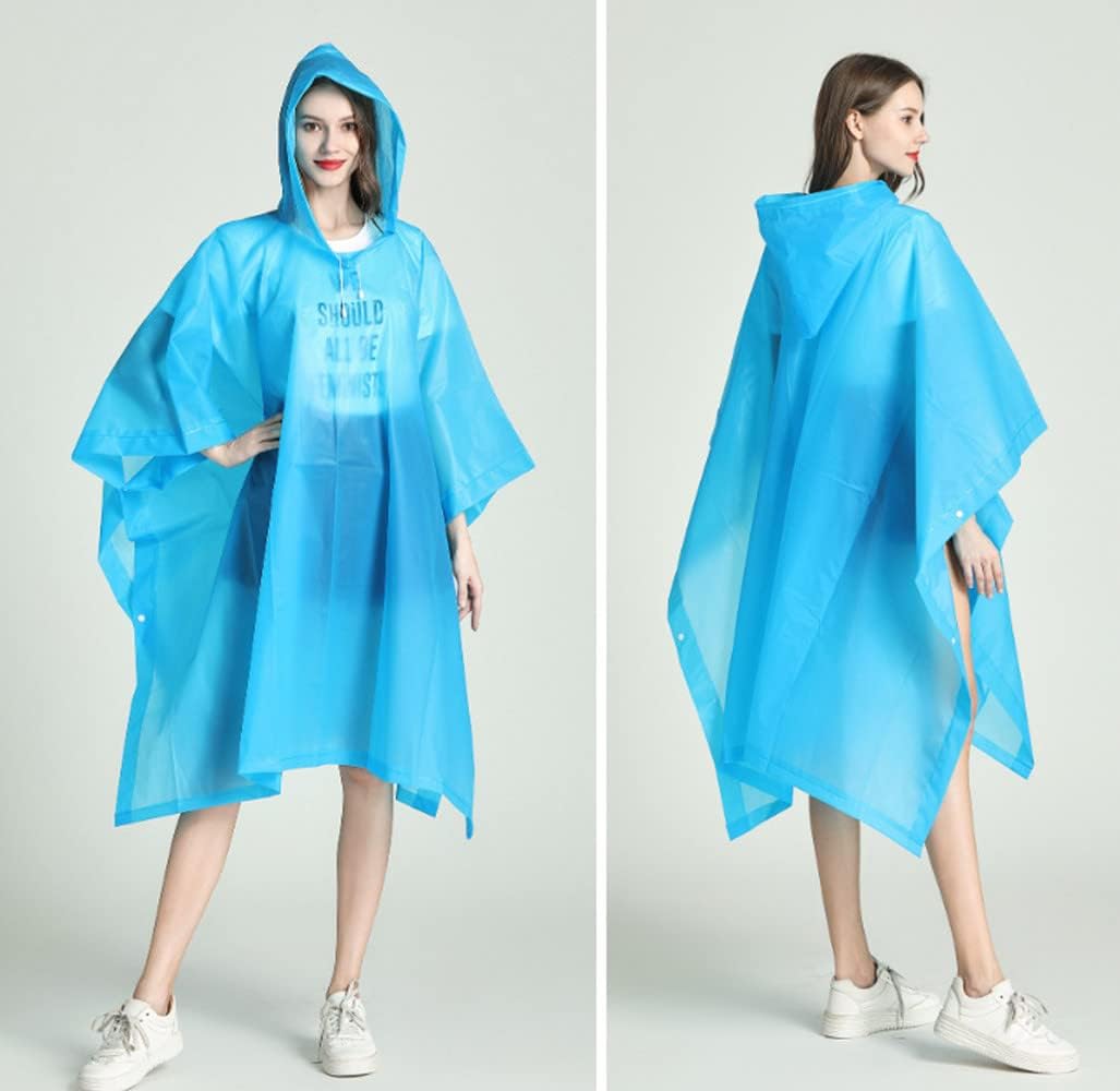 Rain Ponchos for Adults (2 Pack), Reusable EVA Rain Poncho Portable Rain Coats for Men and Women Waterproof with Hood - Image 6