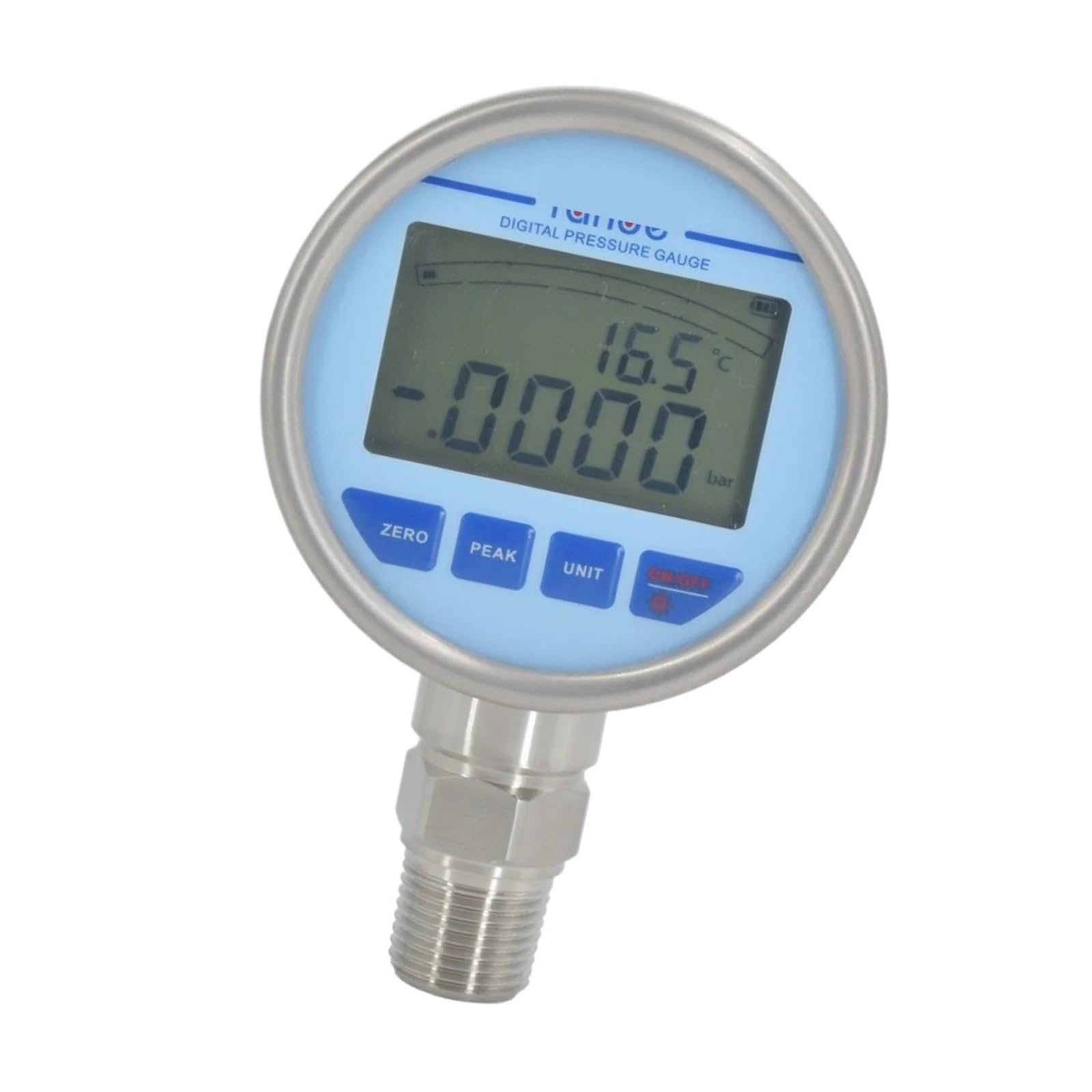 Präzisions-Digital-Manometer, NPT1/4 Edelstahl-Membran-Manometer mit Hintergrundbeleuchtung(-100KPa-0KPa)