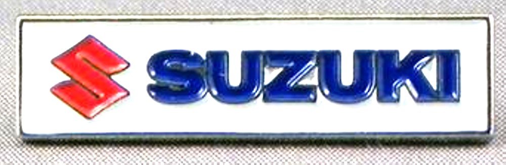Mainly Metal Silver Enamel Pin Badge (32mm x 10mm) Suzuki Biker Bike
