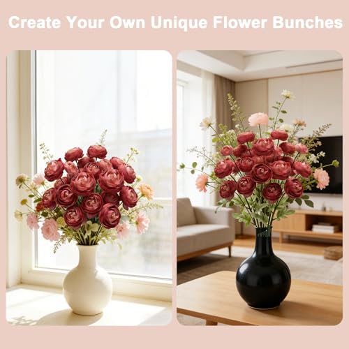 MERRI GLOW Artificial Silk Peony Fake Flowers,6PCS Artificial Faux Peonies Bulbs with 24 Silk Heads for Indoor Outdoor DIY Bouquets Wedding Centerpieces Home Decoration — view 3