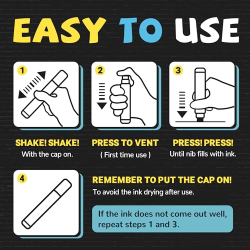 Sruoloc ART0005 10MM Window Chalk Markers For Glass Washable, 10 Colors Jumbo Liquid Chalk Marker With 10Mm 3 In 1 Nib Thick Wide Tips, Big Chalkboard Markers, Car Paint Pen For Auto thumb #5