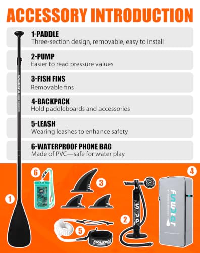 Image of FunWater Inflatable Ultra-Light Stand Up Paddle Board for All Skill Levels with Premium SUP Paddleboard Accessories,Non-Slip Comfort Deck for Youth & Adults